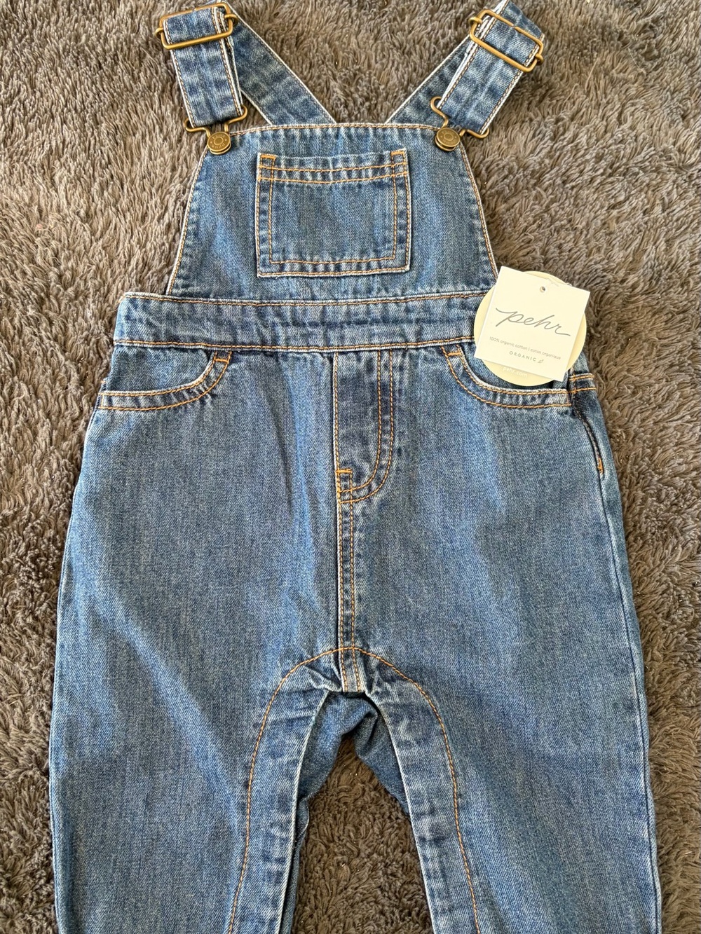 Pehr Denim Baby Overalls with Chest Pocket - Blue
